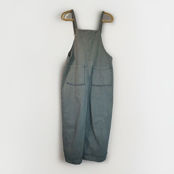 Artsy Overalls Women M Sage Cropped Wide Leg Oversized Work Hippie Boho Casual - Picture 1 of 11